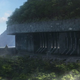 An Imperial shuttle flies towards a landing bay in a base embedded in a forested mountain.
